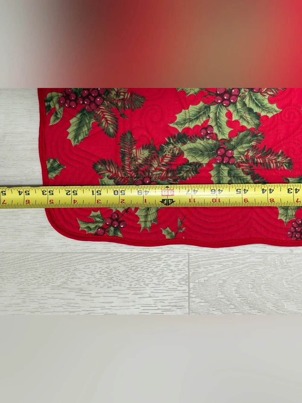 St. Nicholas Square Red Polka Dot Holiday Fabric Accent 13”x 53”
